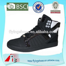 2014 Latest high neck balck flat men shoes